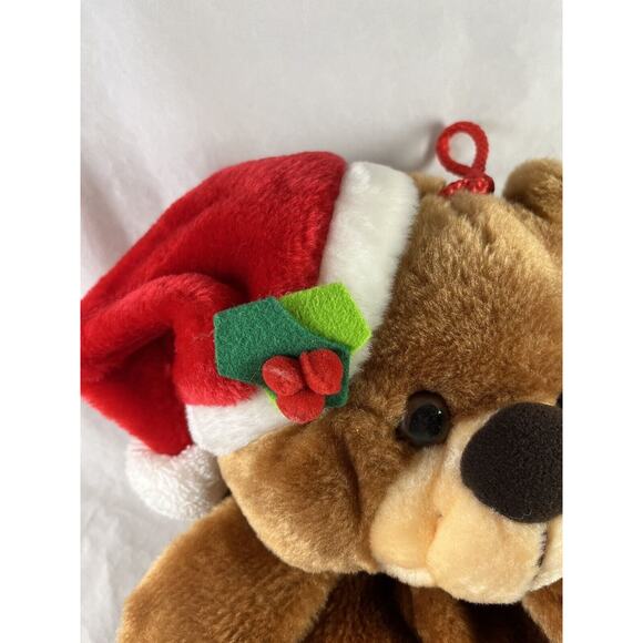 Plush Bear Christmas Stocking Reversible Pouch Smithy Brand Vintage 1990s - Picture 3 of 8